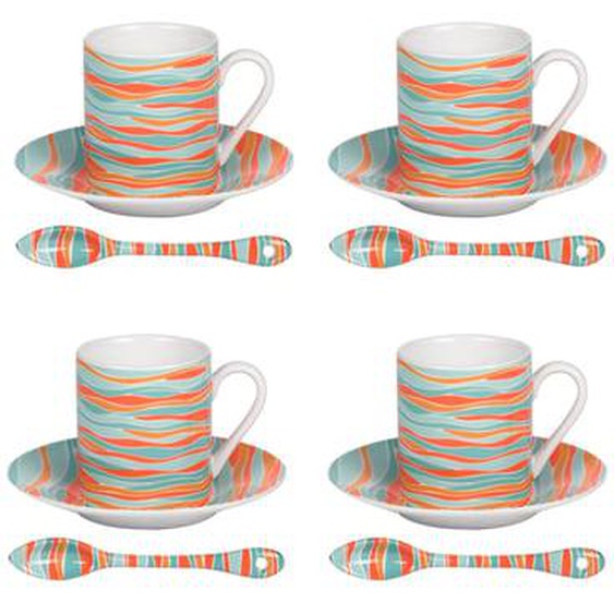 Coffret de 4 tasses de 1 cl / sous tasses Alizée + cuillère assorties