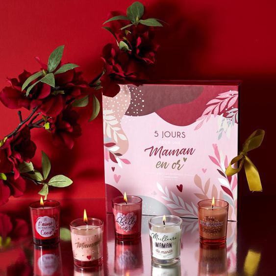 Coffret de 5 bougies parfumées fleur de cerisier et orchidée blanche MADRIA