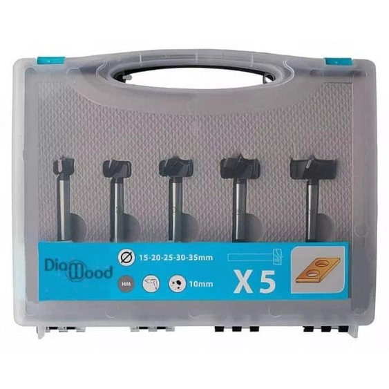 Coffret de 5 Mèches à Façonner HM D. 15/20/25/30/35 x Lt. 90 x Q. 10 mm x Z2 - Précision et Performance pour Bois - Diamwood