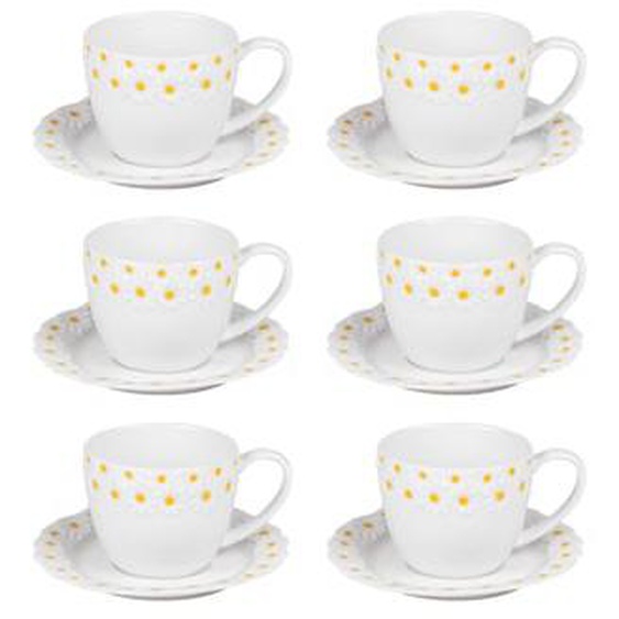 Coffret de 6 tasses à café avec sous tasses Marguerite 1 cl