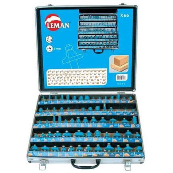 Coffret de 66 mèches défonceuse Leman 42870066 - Carbure - Queue 8mm