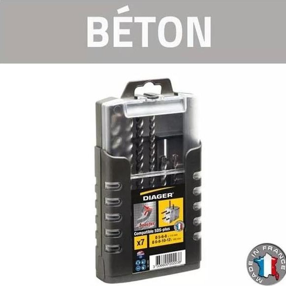 Coffret de 7 forets béton SDS plus - DIAGER - 1000U