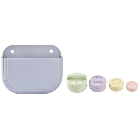 Coffret De Bain Bébé Avec Panier Et Jouets De Bain Silicone Galet