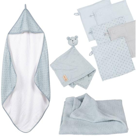 Coffret De Bain En Coton Bio Oeko-tex Lil Planet Bleu Clair / Ourson
