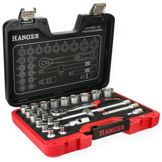 Coffret de douilles 1/2 25 pièces - HANGER - 251003