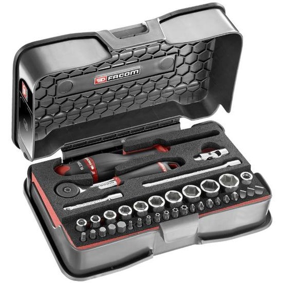 Coffret de douilles 1/4 6 pans métriques et embouts - FACOM - R.161-6M6PB