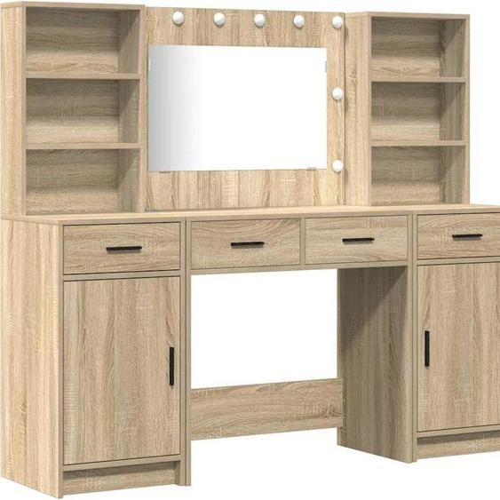 Set de maquillage avec étagère 3 pcs chêne Sonoma bois composite