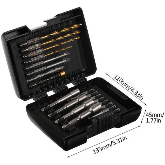 coffret dembouts de perceuse 20PCS Coffret dembouts de tournevis à percussion pour le bois, le métal, lacier et les embouts de tournevis de sécurité pour outils électriques avec étui