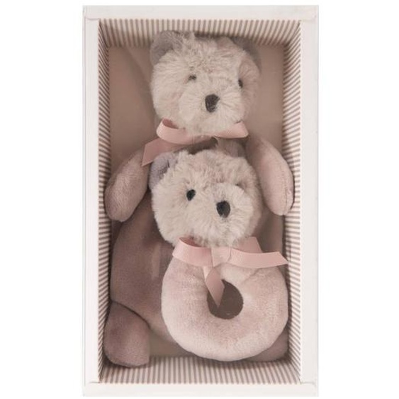Coffret Doudou Et Hochet Ours Marron