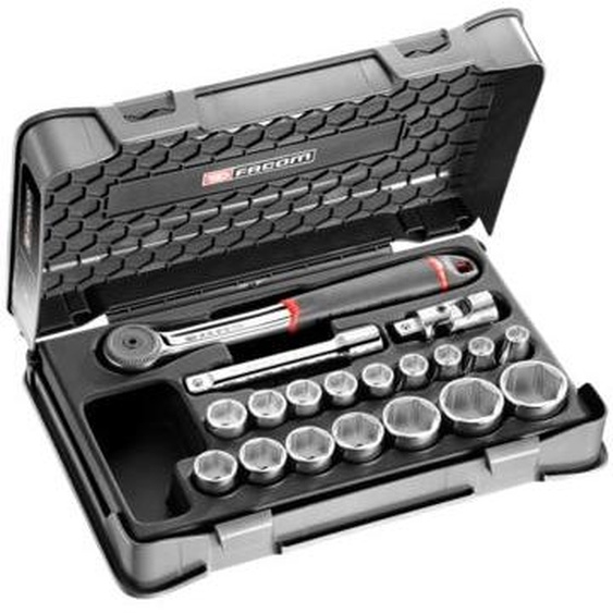 Coffret douilles 1/2 6 pans métriques 19 pièces - FACOM - S.161-2P6PB