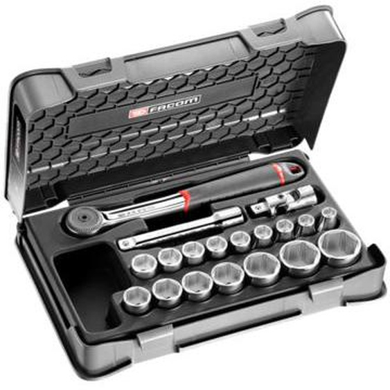 Coffret douilles 1/2 6 pans métriques 19 pièces - FACOM - S.161-2P6PB