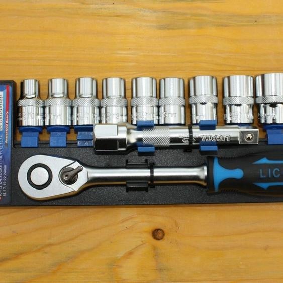 Coffret Douilles 1/2 Pouce, 12 Pièces, 10-24mm, Cliquet 60 Dents