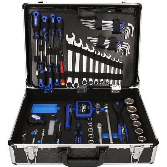 Coffret doutils 143 pièces, 1/4 et 1/2, acier CVS, coffret en aluminium
