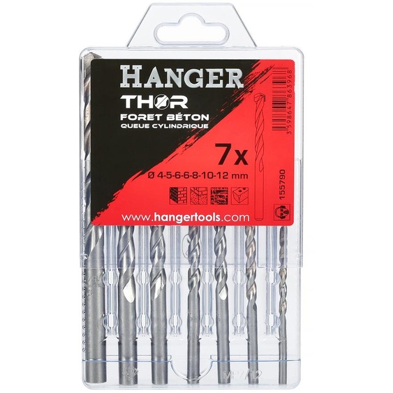 Coffret forets béton queue cylindrique THOR 7 pièces - Hanger - 155790