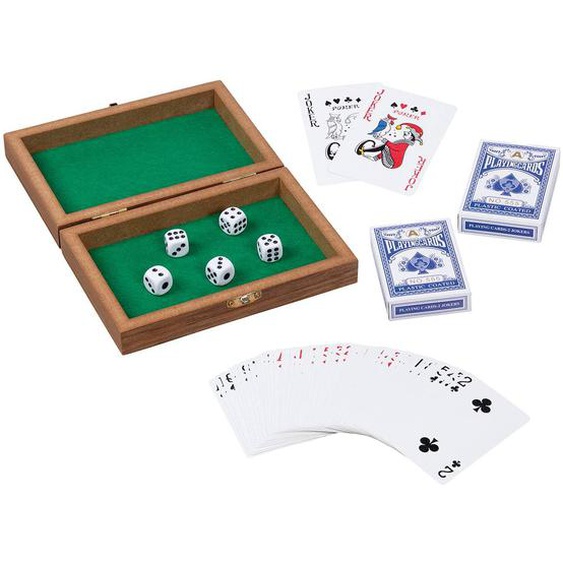 Coffret Jeux De Cartes Et De Dés Marron