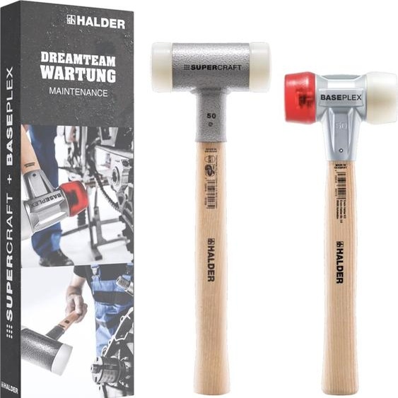 Coffret promotionnel « Dreamteam Maintenance », marteau doux SUPERCRAFT avec manche en hickory et marteau doux BASEPLEX, acétate de cellulose / nylon | 3366s001