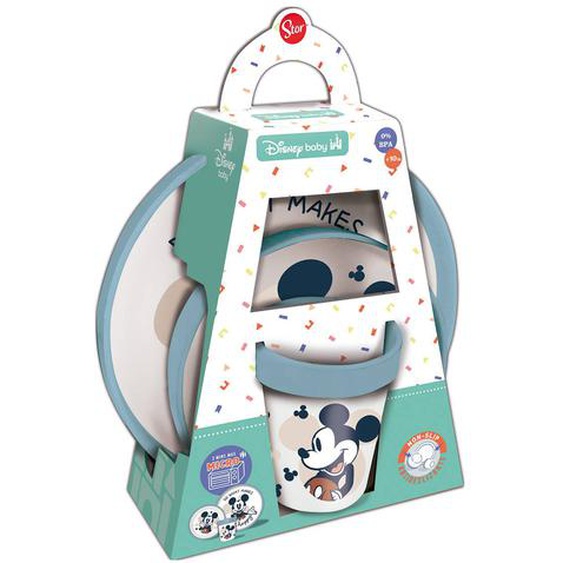 Coffret Repas 3 Pièces Gobelet/bol/assiette Mickey Bleu