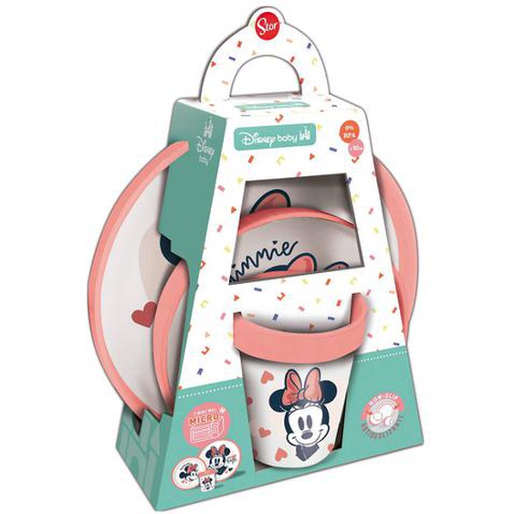 Coffret Repas 3 Pieces Gobelet/bol/assiette Minnie Collector Rose
