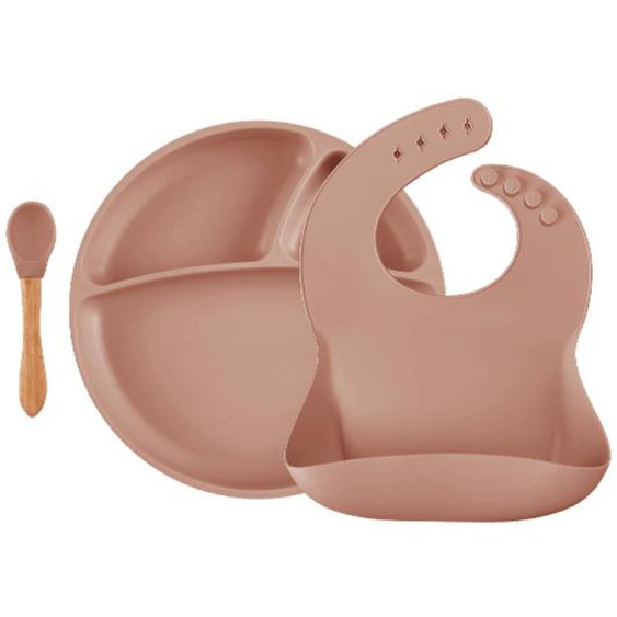 Coffret Repas Comme Un Grand Assiette Cuillère Bavoir Caramel