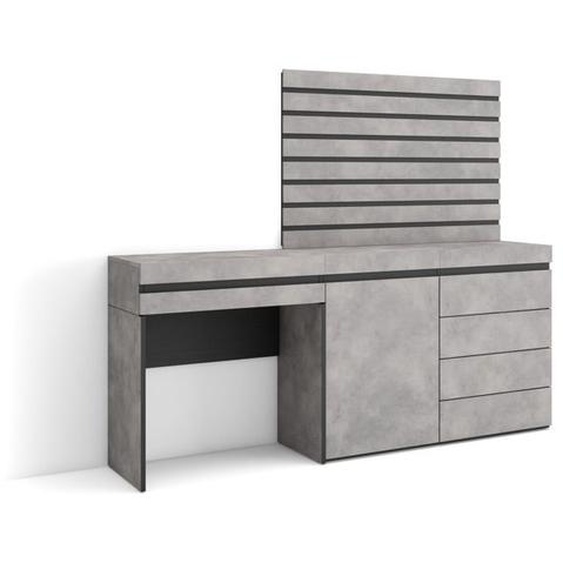 Coiffeuse, 177x35x145 cm, Avec tiroir, Commode, Buffet, Panneaux Muraux en Bois, Ciment, RF3471