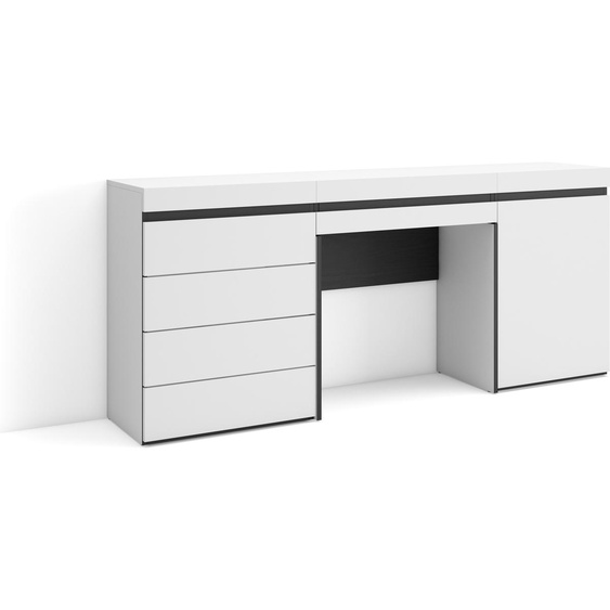 Coiffeuse, 177x35x75 cm, Avec tiroir, Commode, Buffet, Blanc