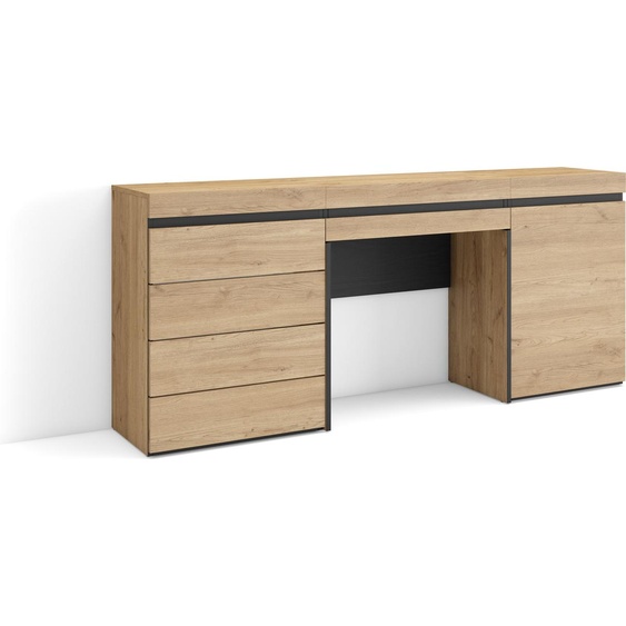 Coiffeuse, 177x35x75 cm, Avec tiroir, Commode, Buffet, Chêne