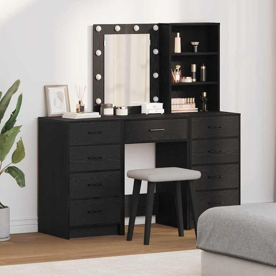 Coiffeuse 3 pcs Noir 40 x 41 x 135 cm Bois composite