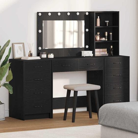 Coiffeuse 3 pcs Noir 40 x 41 x 135 cm Bois composite