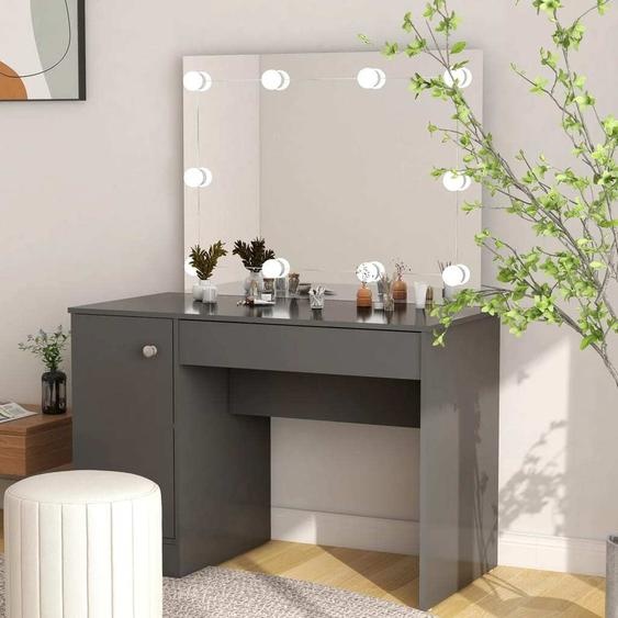 Coiffeuse avec éclairage LED 110x55x145 cm MDF gris