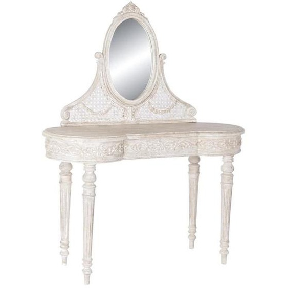 Coiffeuse avec miroir en manguier-MDF coloris beige - Longueur 114 x Profondeur 44 x Hauteur 141 cm