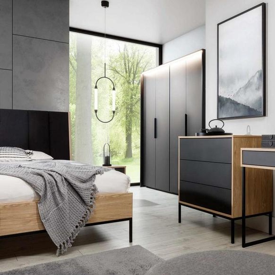 Coiffeuse avec miroir noir Table console en bois miroir chambre à coucher