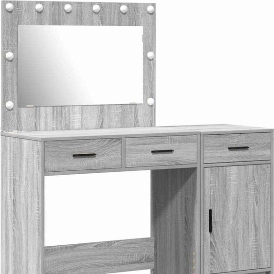 Table de Toilette avec tiroir 2 pcs Gris Bois dingénierie