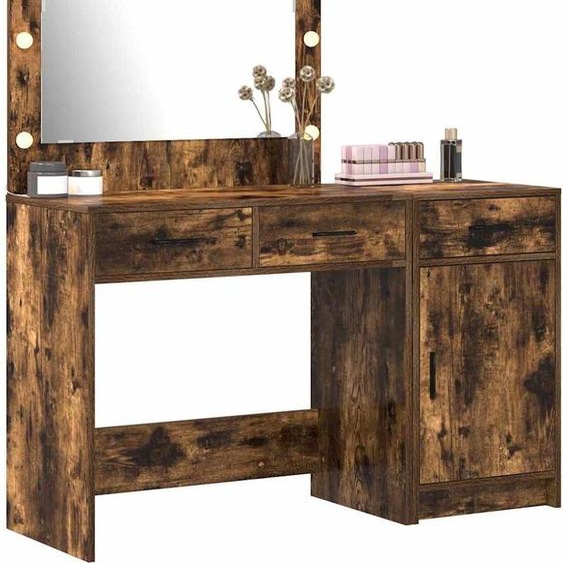 Table de Toilette avec tiroir 2 pcs Marron Bois dingénierie