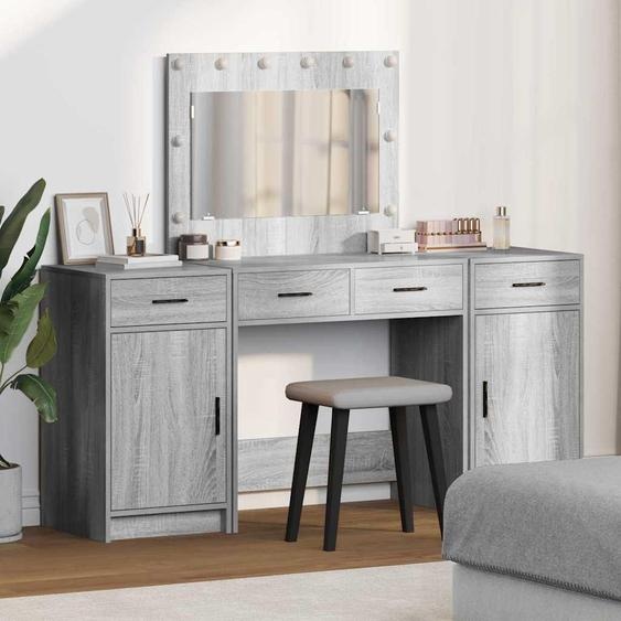 Coiffeuse avec porte 3 pcs Gris 40 x 41 x 75 cm Bois composite