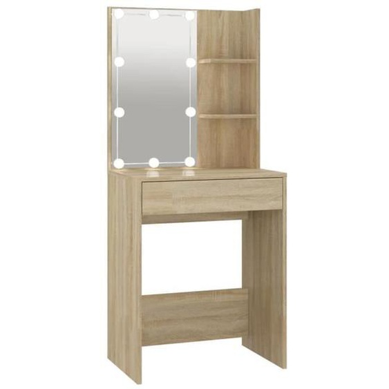 Coiffeuse design avec led 60 x 40 x 140 cm beige