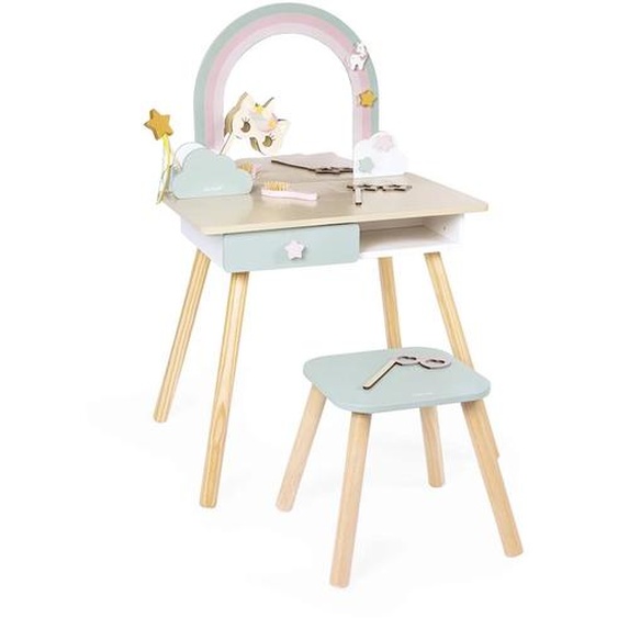 Coiffeuse En Bois Et Accessoires Licorne Beige