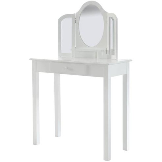 Coiffeuse Enfant Avec 3 Miroirs Et Tabouret Avec Rangement Blanc