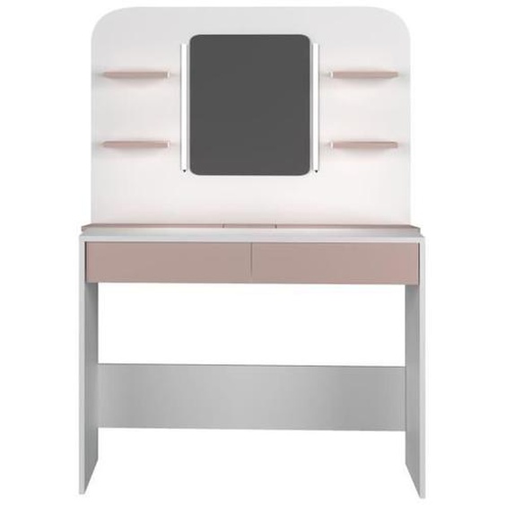 Coiffeuse enfant en bois blanc et rose - TERRE DE NUIT CF9011 - Avec miroir et rangements