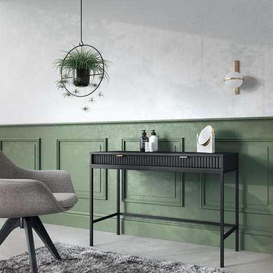 Coiffeuse Moderne Noire Avec Structure Noire - 104X50X77 Cm