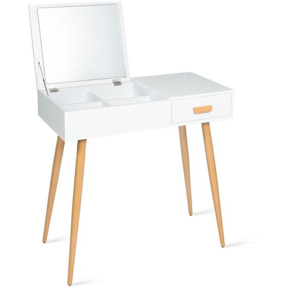 Idmarket - Coiffeuse scandinave lisa miroir rabattable blanche