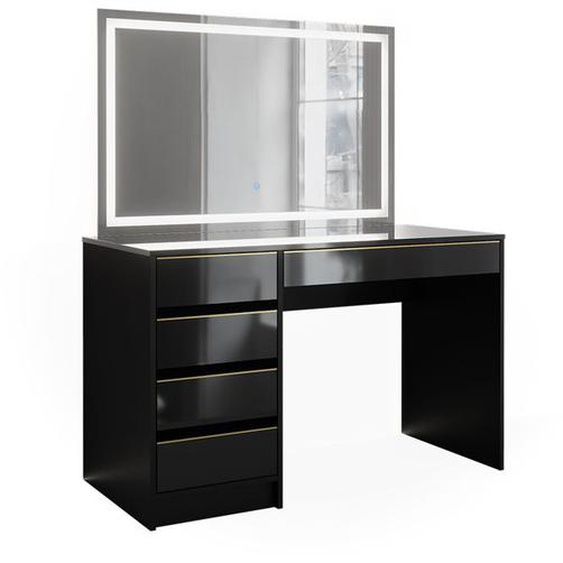 coiffeuse Sherry, 120 cm avec miroir LED, Noir, Vicco