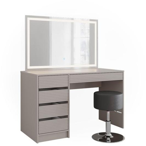 Coiffeuse Sherry, 120cm avec miroir LED et tabouret, Cachemire, Vicco