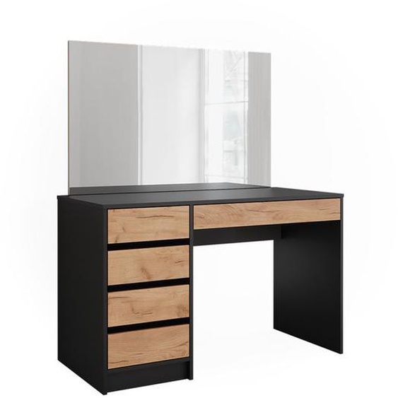 Coiffeuse Sherry, 120x75cm avec miroir, Anthracite/chêne doré, Vicco
