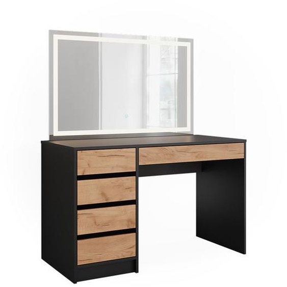 Coiffeuse Sherry, 120x75cm avec miroir LED, Anthracite/chêne doré, Vicco