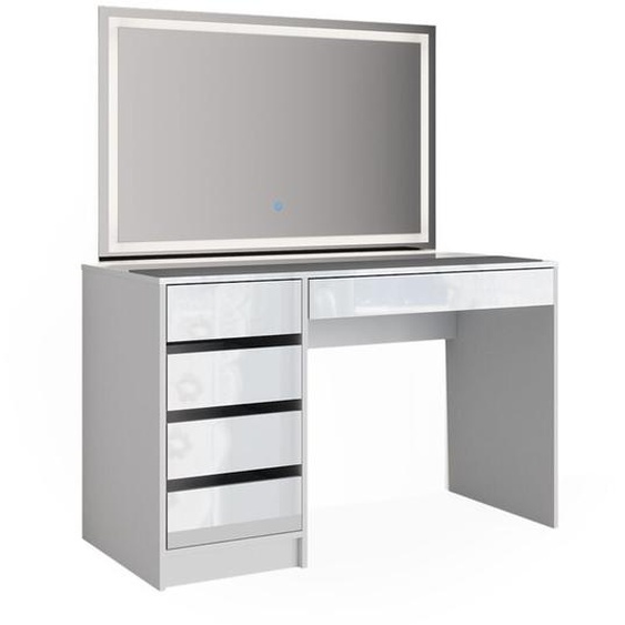 Vicco - Coiffeuse Sherry, Blanc, 120 cm avec éclairage led
