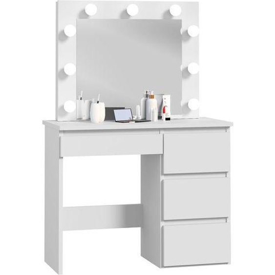 Coiffeuse / table de maquillage BETA 9 LED - Blanc - Eclairée par 9 ampoules LED - Fabrication européenne