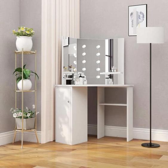 Coiffeuse-Table de maquillage-Coiffeuse dangle avec lumière LED Blanc clair SHL6754