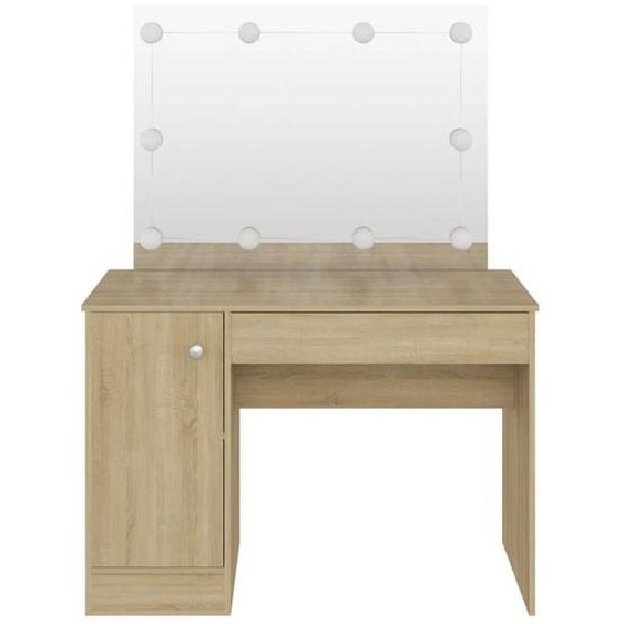 Coiffeuse table de maquillage design meuble mobilier de chambre avec eclairage led 110 x 55 x 145 cm MDF chene