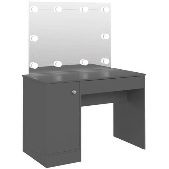 Coiffeuse table de maquillage design meuble mobilier de chambre avec eclairage led 110 x 55 x 145 cm MDF gris