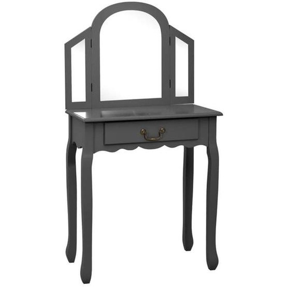 Coiffeuse/Table de maquillage - et tabouret - Gris 65x36x128 cm Bois de paulownia MDF SS147481